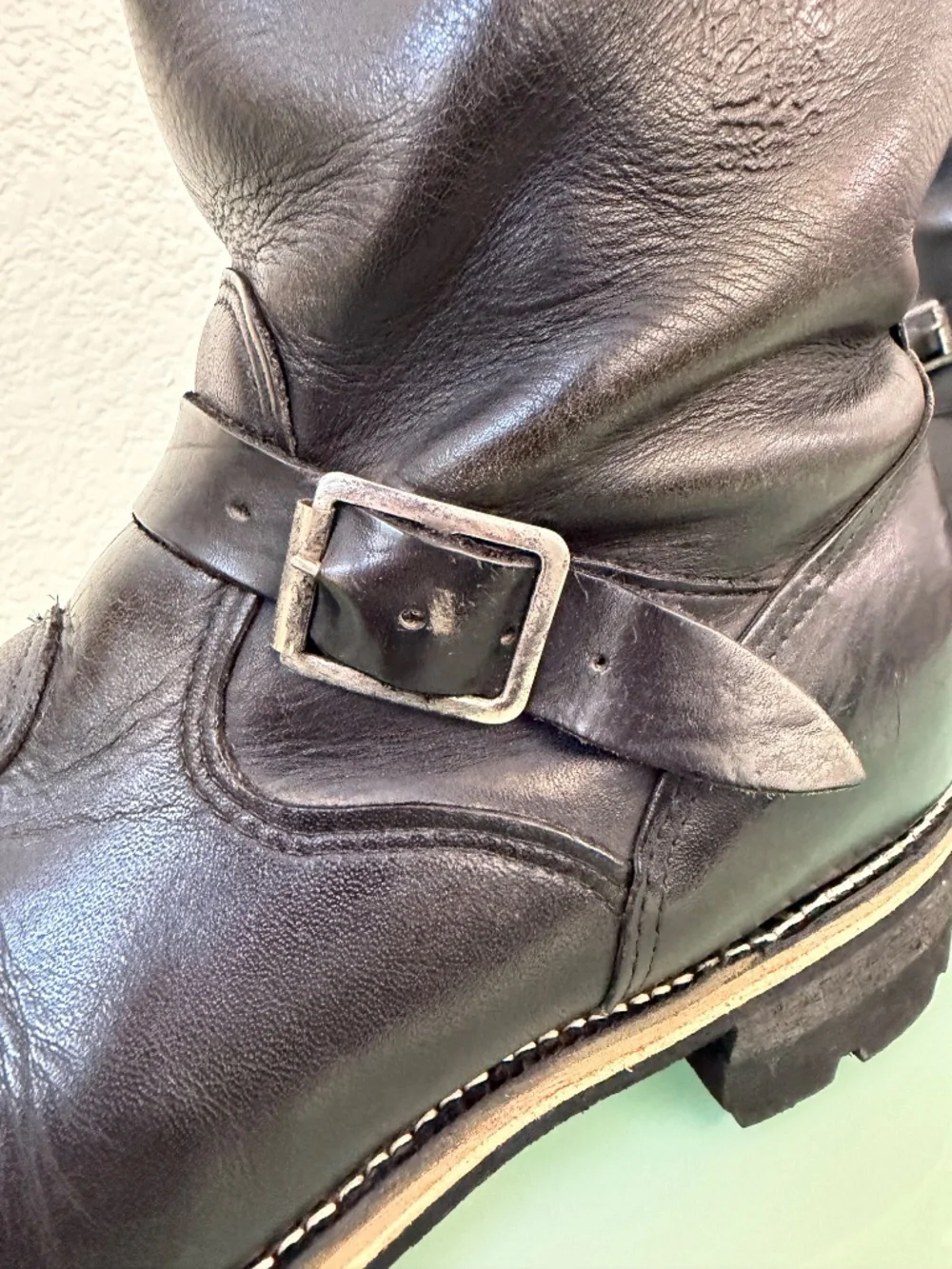 CHIPPEWA Black Leather steel-toed Motorcycle Boots Men's Size 12